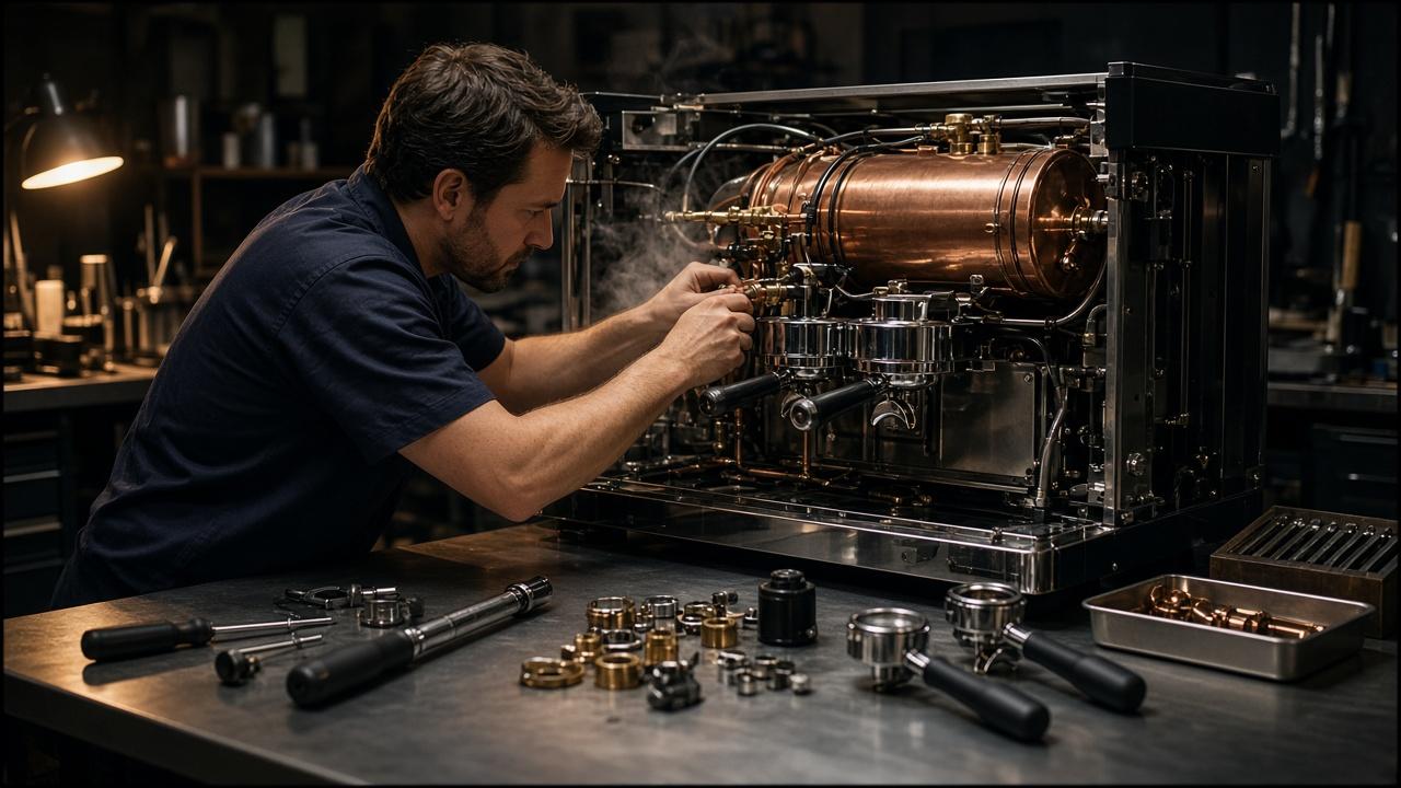 Triple Shot Services workshop and commercial espresso equipment