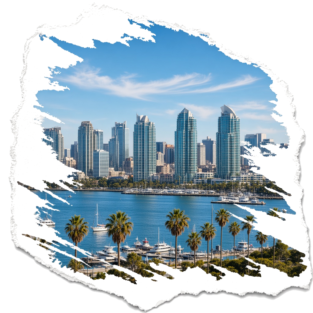 San Diego waterfront, Southern California service area