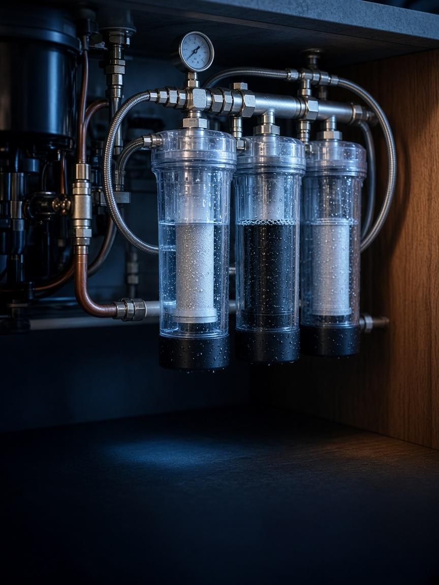 Commercial water filtration system installed for coffee equipment